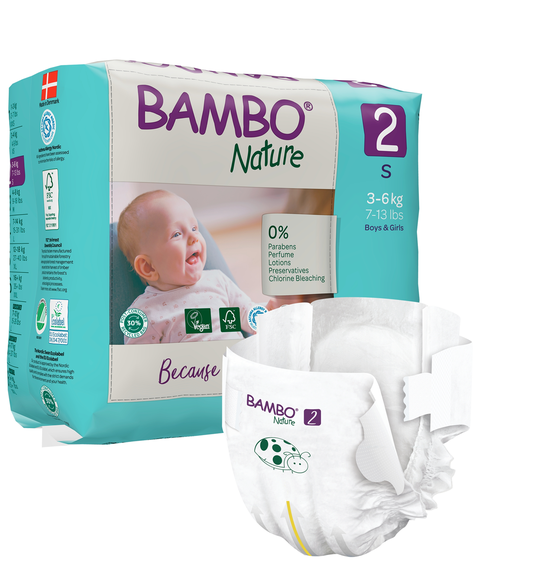 BAMBO Nature S-2, 3-6 kg sauskelnės, 30 vnt.