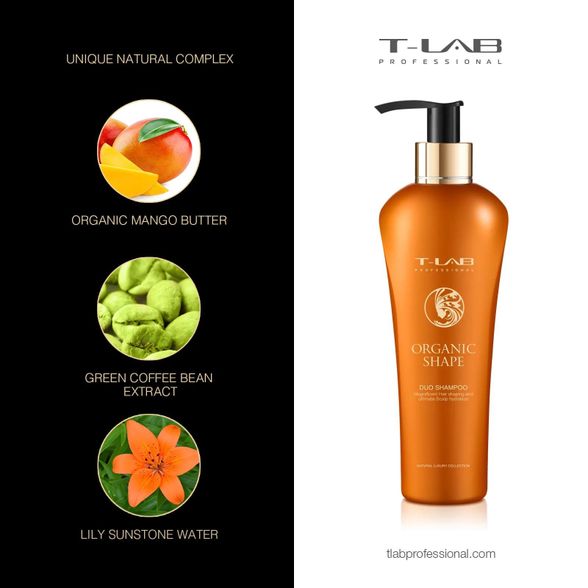 T-LAB Organic Shape Duo Shampoo šampūnas, 300 ml