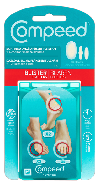 COMPEED  Įvairių Dydžių pleistrai nuo pūslių, 5 vnt.