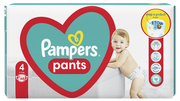 PAMPERS Maxi Pack 4 (9-15 kg) sauskelnės-kelnaitės, 48 vnt.