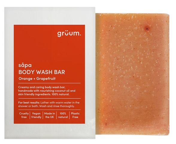 GRUUM Sapa Zero Plastic - Orange & Grapefruit muilas, 95 g