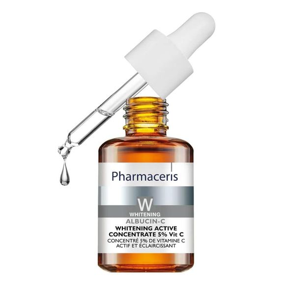 PHARMACERIS W Albucin-C 5 % pigmentacijos balinimo koncentratas, 30 ml