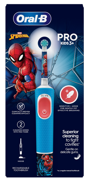 ORAL-B Vitality PRO Kids 3+ Spiderman elektrinis dantų šepetėlis, 1 vnt.