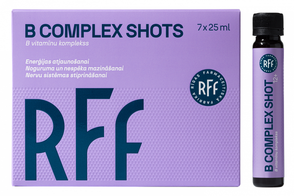 RFF B Complex Shots energijai ir medžiagų apykaitai buteliai, 7 vnt.