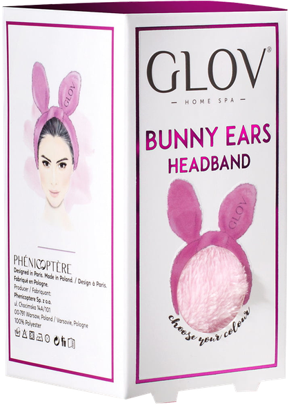 GLOV Bunny Ears Pink SPA plaukų juosta, 1 vnt.