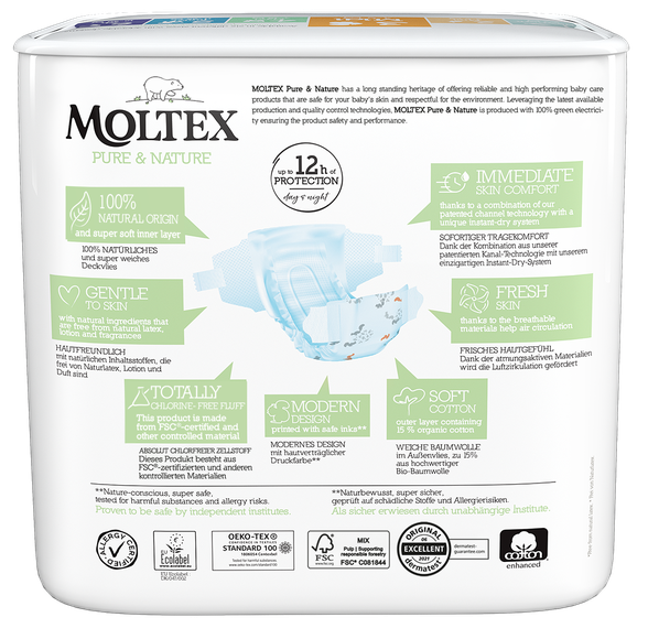 MOLTEX Pure & Nature 3 Midi sauskelnės, 33 vnt.