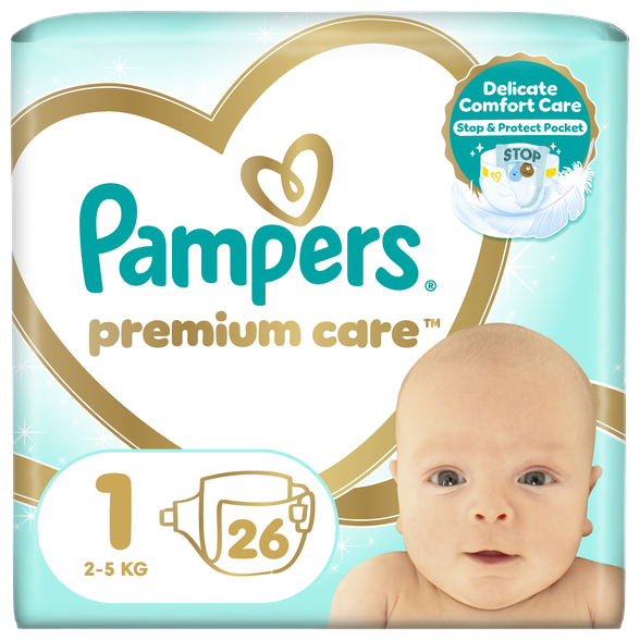 PAMPERS Premium Care 2 - 5 kg sauskelnės, 26 vnt.