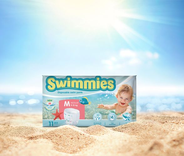 MOLTEX Swimmies M (9-15 kg) sauskelnės-kelnaitės, 11 vnt.