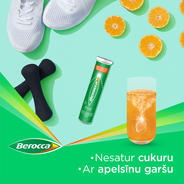 BEROCCA Energy putojančios tabletės, 15 vnt.