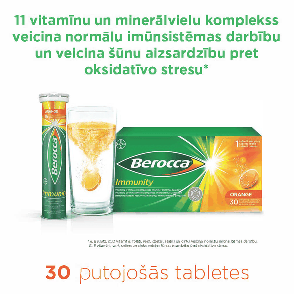 BEROCCA Immunity putojančios tabletės, 30 vnt.