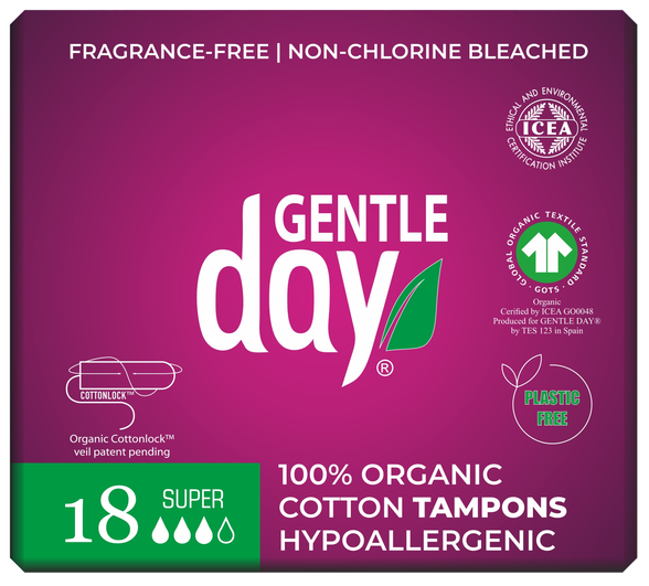 GENTLE DAY Super Organic Cotton tamponai, 18 vnt.