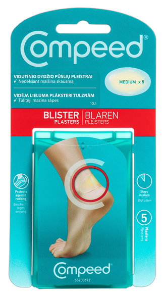 COMPEED  Vidutinio Dydžio pleistrai nuo pūslių, 5 vnt.