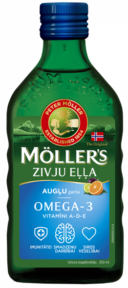 MOLLERS žuvų taukai (Gaivaus vaisių skonio), 250 ml