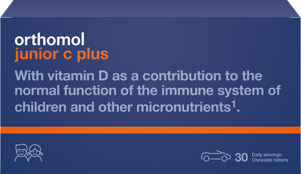 ORTHOMOL Junior C Plus with wild berry flavor kramtomosios tabletės, 30 vnt.