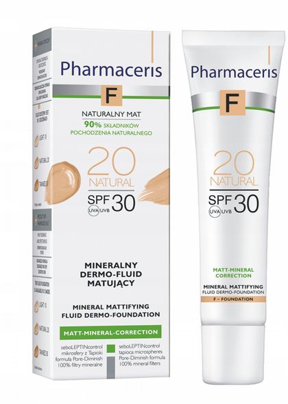 PHARMACERIS F Matt-Mineral SPF 30 Natural makiažo pagrindas, 30 ml