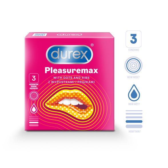 DUREX Pleasuremax prezervatyvai, 3 vnt.