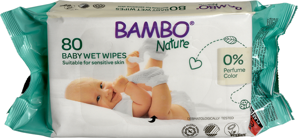 BAMBO NATURE Nature drėgnos servetėlės, 80 vnt.