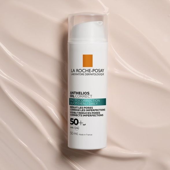 LA ROCHE-POSAY Anthelios Oil Correct SPF 50+ apsauginis kremas nuo saulės, 50 ml