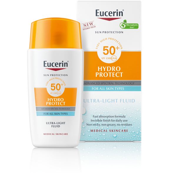 EUCERIN Sun Hydro Protect SPF 50+ ypač lengvas nuo saulės skystis, 50 ml