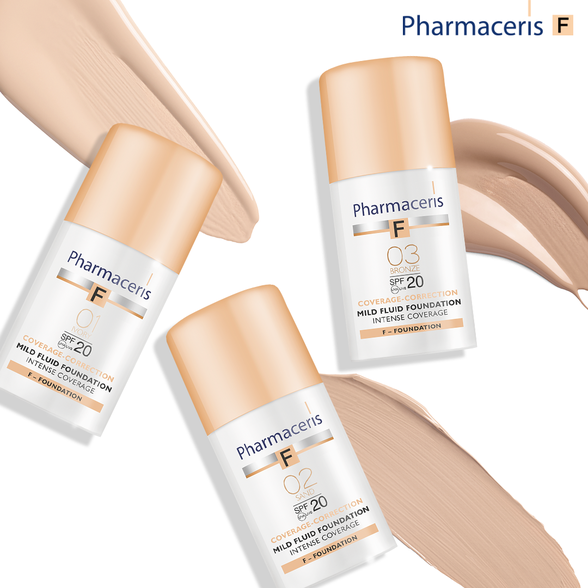 PHARMACERIS F Intense-Coverage 02 Sand SPF 20 makiažo pagrindas, 30 ml