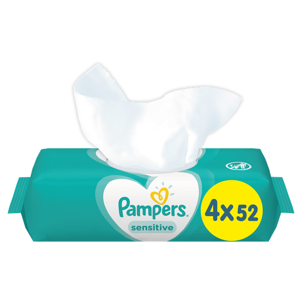 PAMPERS Sensitive drėgnos servetėlės, 208 vnt.