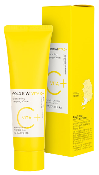 HOLIKA HOLIKA Gold Kiwi Vita C+ Brightening Sleeping veido kremas, 80 ml