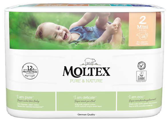 MOLTEX Pure & Nature 2 Mini sauskelnės, 38 vnt.