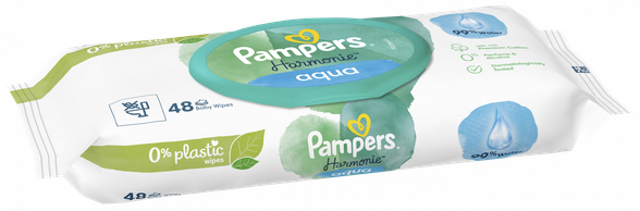 PAMPERS Harmonie Aqua drėgnos servetėlės, 48 vnt.