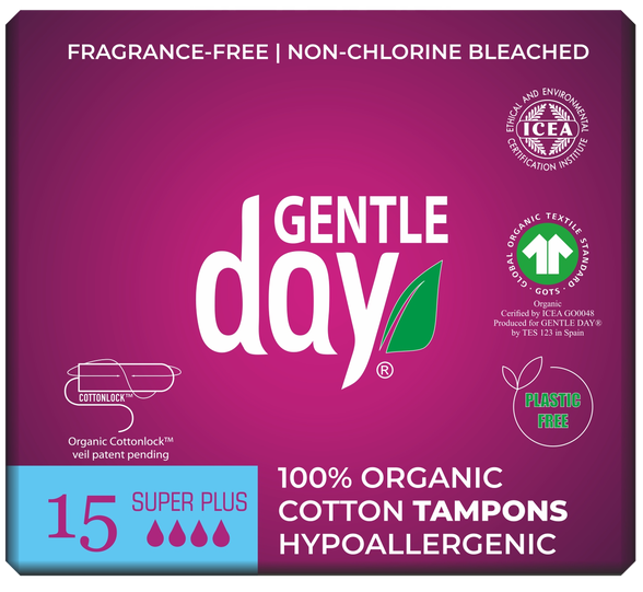 GENTLE DAY Super Plius Organic Cotton tamponai, 15 vnt.