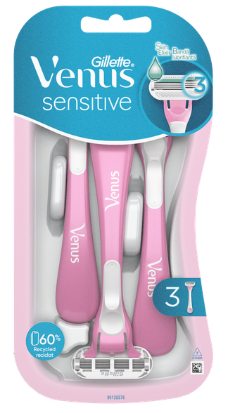 GILLETTE Venus Smooth Sensitive vienkartiniai skustuvai, 3 vnt.