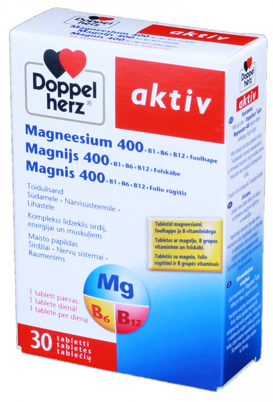 DOPPELHERZ Activ Magneesium 400 tabletės, 30 vnt.