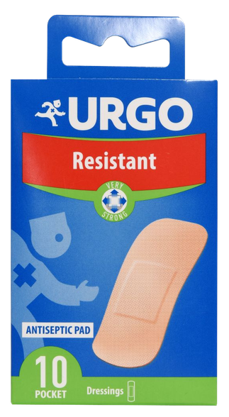 URGO  Resistant 1.9 x 7.2 cm tvarstis, 10 vnt.