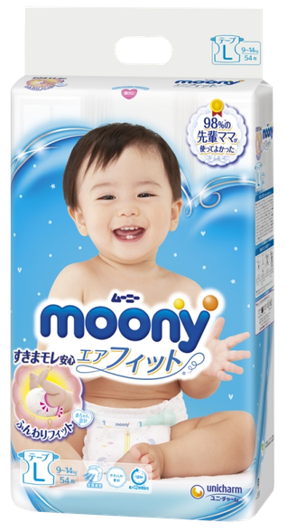 MOONY Airfit  L 9-14 kg sauskelnės, 54 vnt.