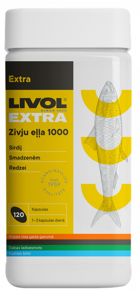 LIVOL  FishOil 1000mg kapsulės, 120 vnt.