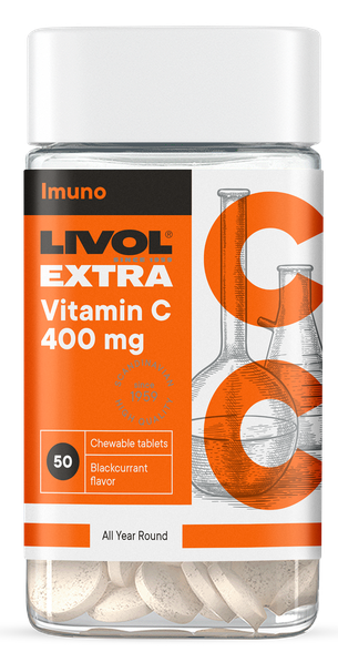 LIVOL  Extra Vitamin C 400 mg kramtomosios tabletės, 50 vnt.