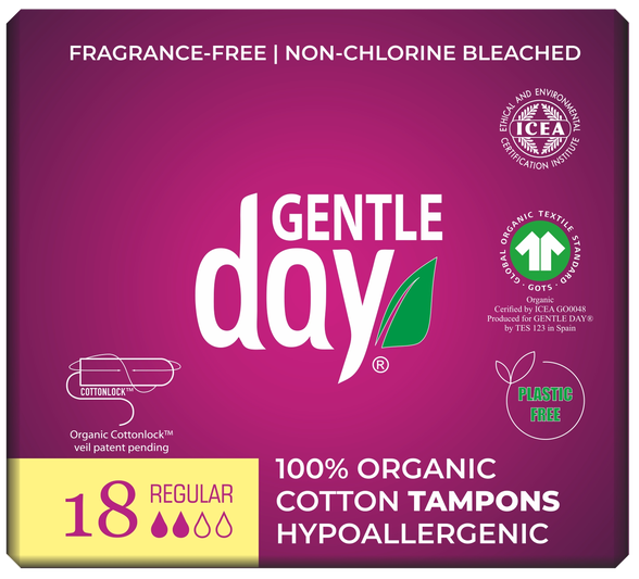 GENTLE DAY Regular Organic Cotton tamponai, 18 vnt.