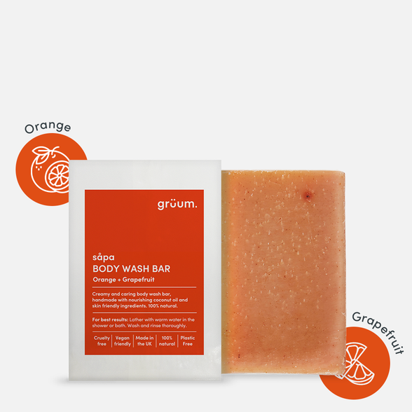 GRUUM Sapa Zero Plastic - Orange & Grapefruit muilas, 95 g