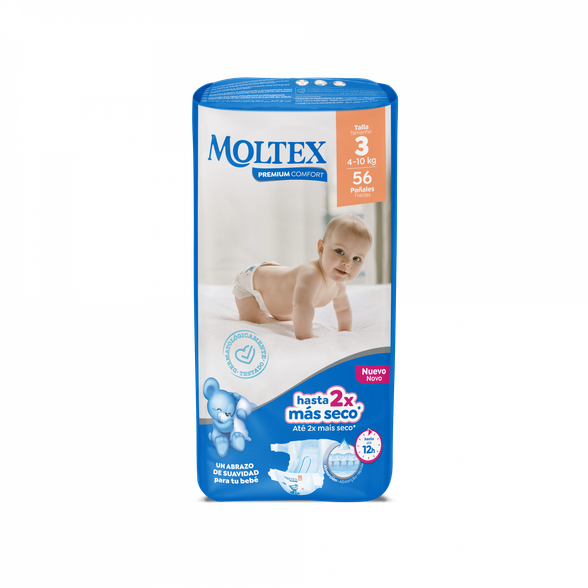 MOLTEX Premium Comfort 3 Midi sauskelnės, 56 vnt.