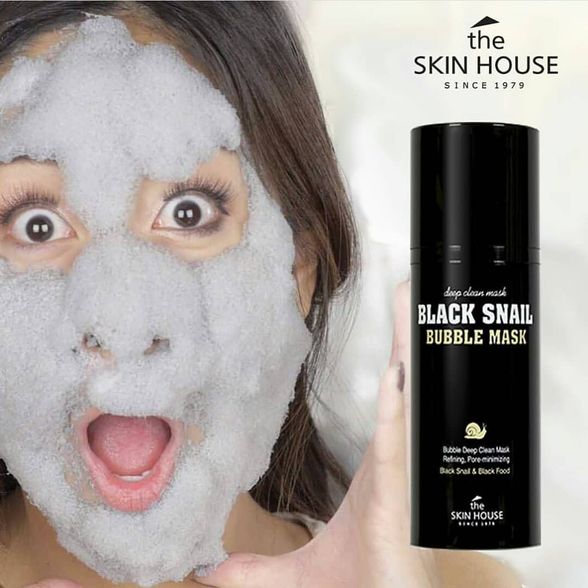 THE SKIN HOUSE Black Snail Bubble Mask veido kaukė, 100 ml