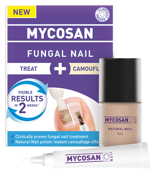 MYCOSAN Mycosan Treat + Camouflage gydomasis rinkinys nuo nagų grybelio priešgrybelinė nagų priemonė, 13 ml