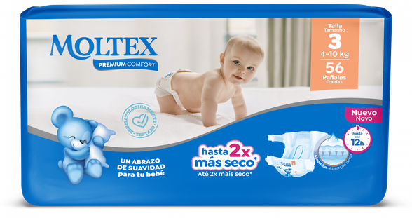 MOLTEX Premium Comfort 3 Midi sauskelnės, 56 vnt.