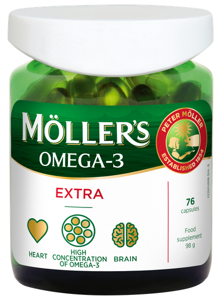 MOLLERS Omega - 3 Extra  kapsulės, 76 vnt.