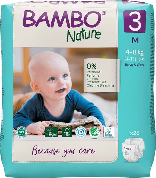 BAMBO Nature M-3, 4-8 kg sauskelnės, 28 vnt.