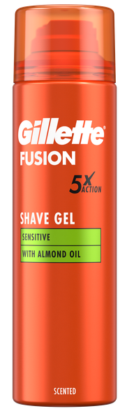 GILLETTE Fusion Sensitive with Almond Oil skutimosi putos, 200 ml