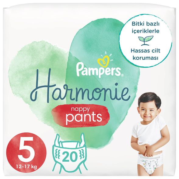 PAMPERS Harmonie Nappy Pants 5 (12-17 kg) sauskelnės-kelnaitės, 20 vnt.