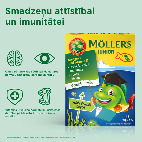 MOLLERS JUNIOR (fruity taste) guminukai-žuvytės, 45 vnt.