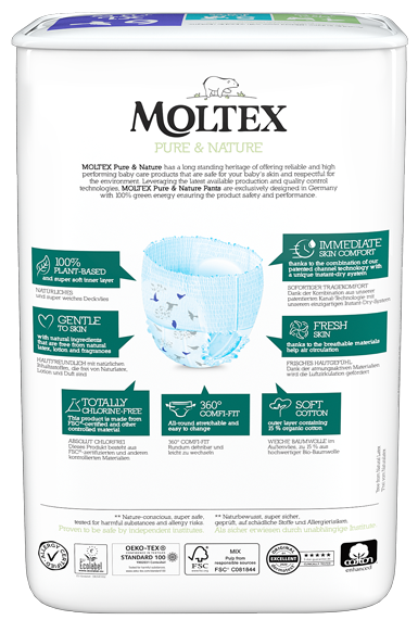 MOLTEX Pure & Nature 6 XL sauskelnės-kelnaitės, 18 vnt.