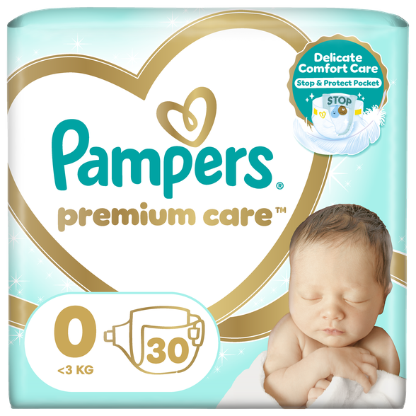 PAMPERS Premium Care 0 <3 kg sauskelnės, 30 vnt.