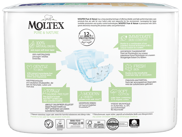 MOLTEX Pure & Nature 2 Mini sauskelnės, 38 vnt.