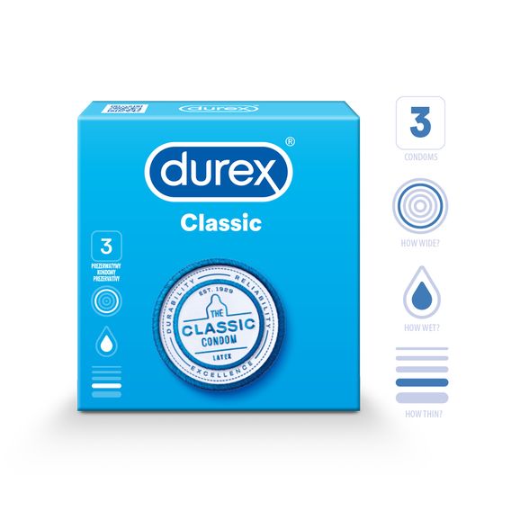 DUREX Classic prezervatyvai, 3 vnt.